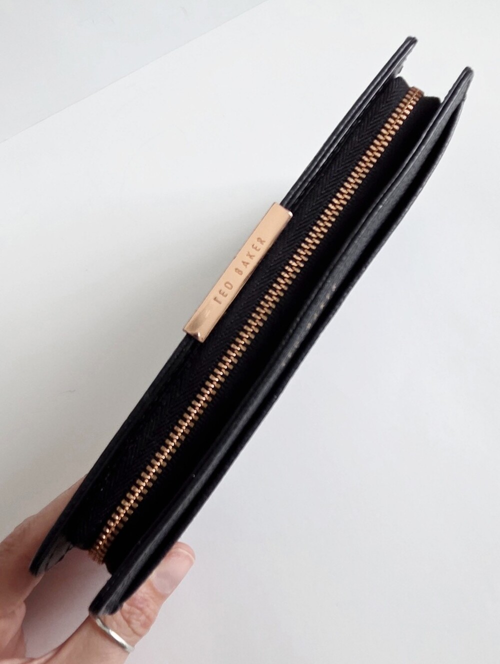 Ted Baker London Black Leather Zip Around Long Wallet With Rose Gold Hardware - Picture 6 of 16